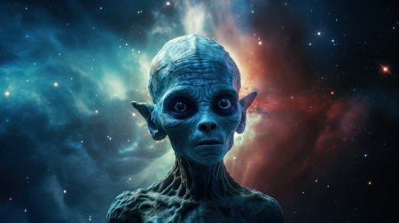 a alien creature with a colorful backgroundの素材