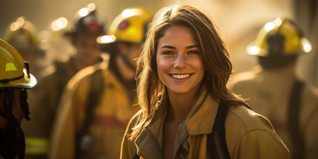 a woman smiling at cameraの素材