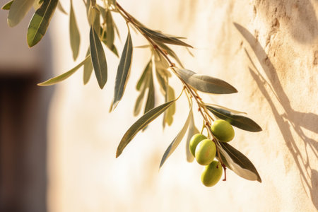 a branch with green fruits and leavesの素材