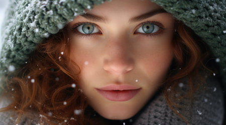 a woman wearing a hatの素材