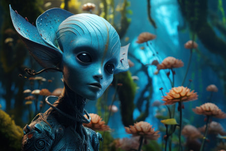 a cartoon of a alienの素材