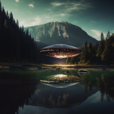 a ufo over a lakeの素材