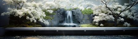 a waterfall in a gardenの素材