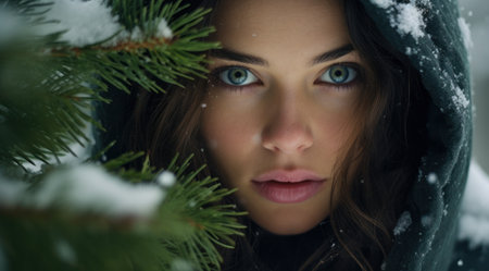 a woman looking at cameraの素材