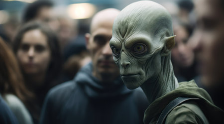 a man in a grey alien garmentの素材