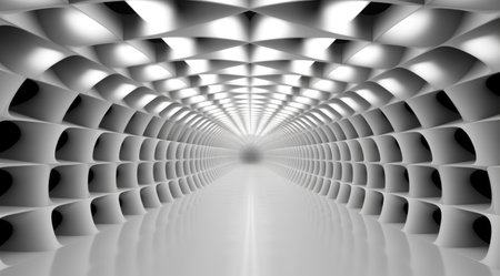 a white tunnel with lightsの素材