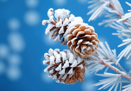 a pine cones on a branchの素材