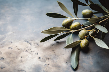 a green olives on a branchの素材