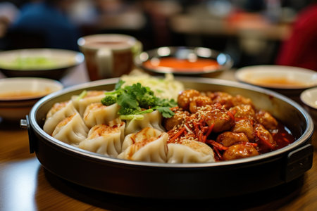 a plate of food on a tableの素材