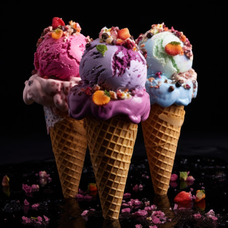 a group of ice cream conesの素材