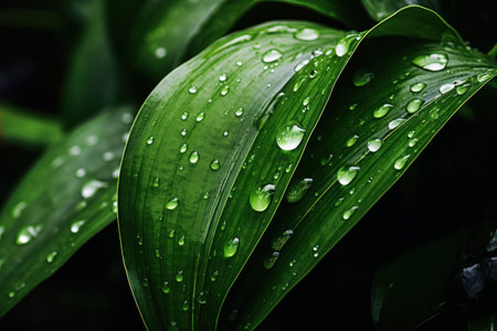 a close up of water droplets on a leafの素材