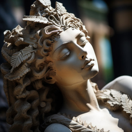 a statue of a woman with her eyes closedの素材