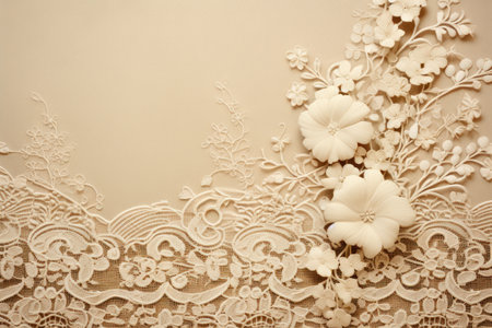 a white lace with flowersの素材