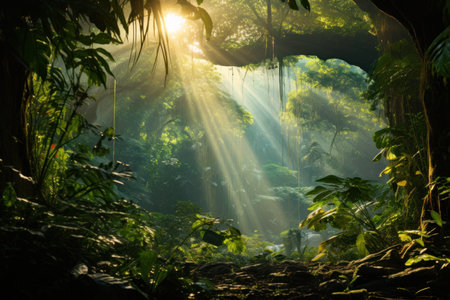 sunlight shining through treesの素材