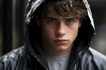 a man wearing a hoodieの素材