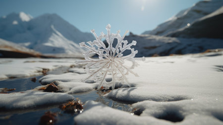 a snowflake in a snowy areaの素材