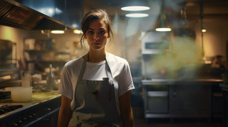 a woman in a kitchenの素材