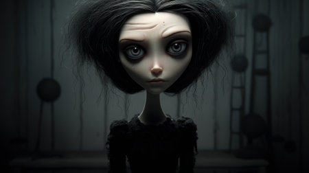 a cartoon of a woman with big eyesの素材