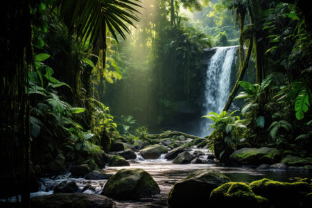 a waterfall in a forestの素材