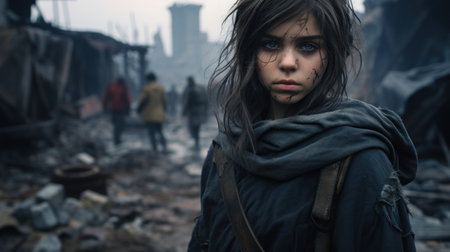 a woman with black face and black hairの素材