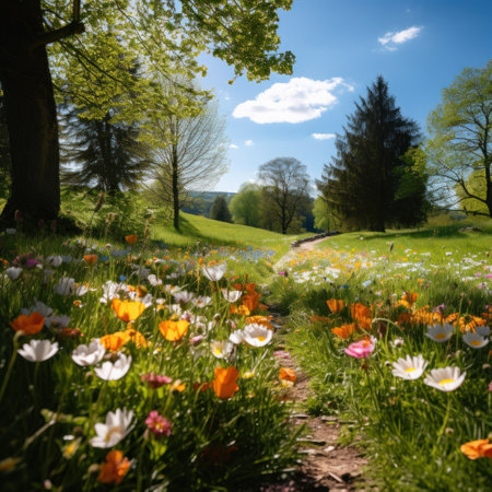 a field of flowers and grassの素材