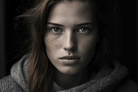 a close up of a womanの素材
