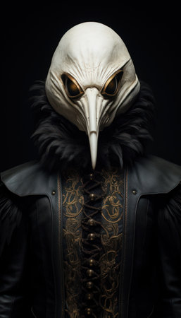 a person wearing a bird maskの素材