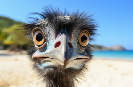 a close up of a bird's faceの素材