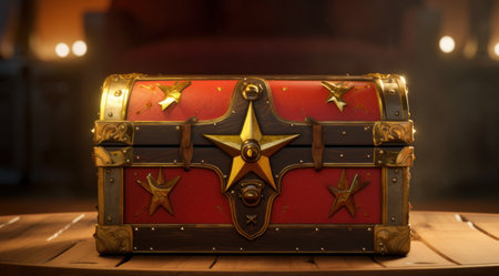 a red and gold treasure chestの素材