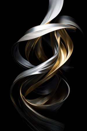 a silver and gold twisted metalの素材