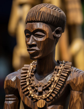 a wooden statue of a manの素材