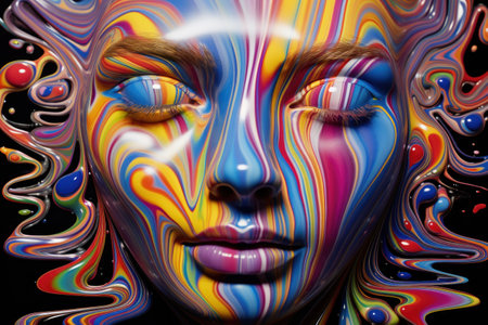 a close up of a woman's faceの素材