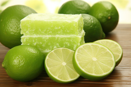 a limes and a piece of foodの素材