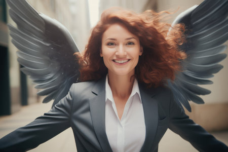 a woman with black wingsの素材