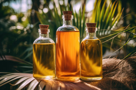 a group of bottles with liquid in themの素材