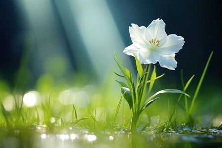 a white flower in the grassの素材