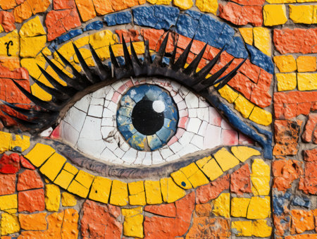 a mosaic of an eye and eyelashesの素材