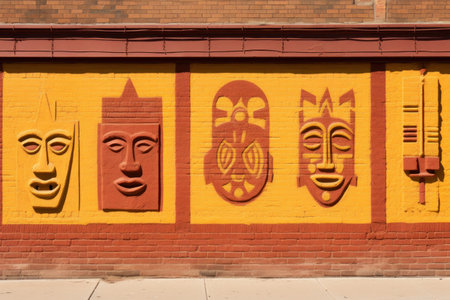 a wall with a face carved on itの素材