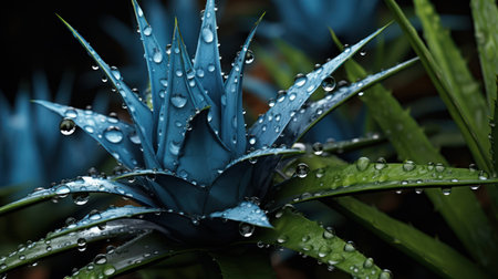 a close up of a plant with water dropletsの素材