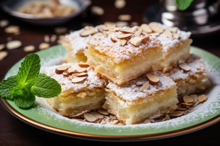 a plate of desserts with almondsの素材