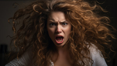 a woman with her mouth openの素材