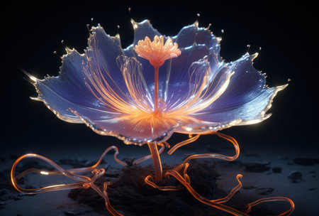 a flower with glowing lightの素材
