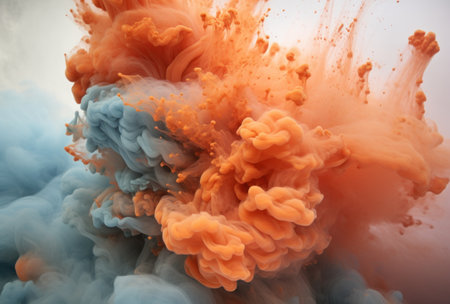 orange and blue smoke in waterの素材