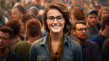 a woman smiling at cameraの素材