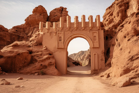 a stone archway in a desertの素材