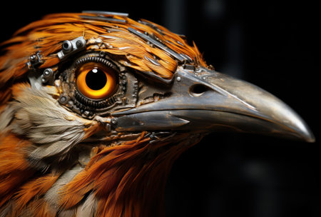 a close up of a bird's faceの素材