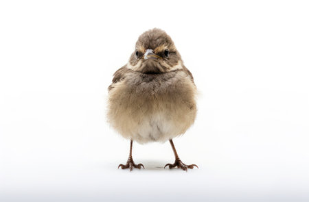 a bird standing on a white surfaceの素材