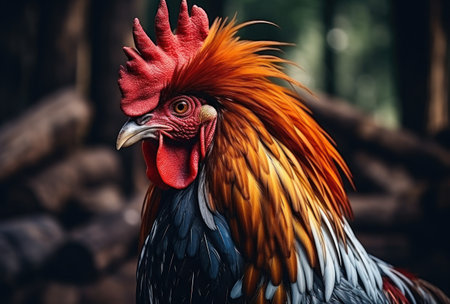 a rooster with a red crestの素材