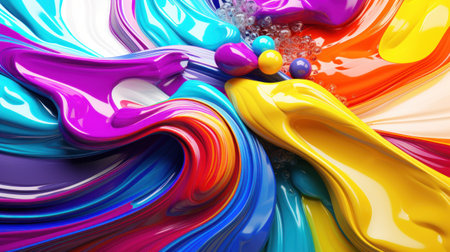 a close up of a colorful paintの素材