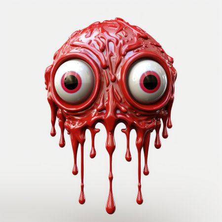 a red round object with googly eyesの素材